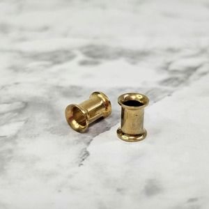 2g 6mm Ear Gauges Gold Metal Plain Saddle Double Flare Tunnels